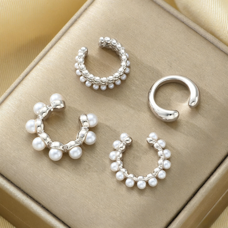 4pc Women's Elegant Ear Clip Set, No Piercing Required